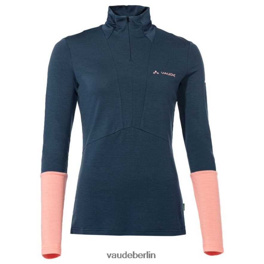 VAUDE Monviso Merino Langarm-T-Shirt mit halbem Reißverschluss dunkles Meer Kleidung HLT448868