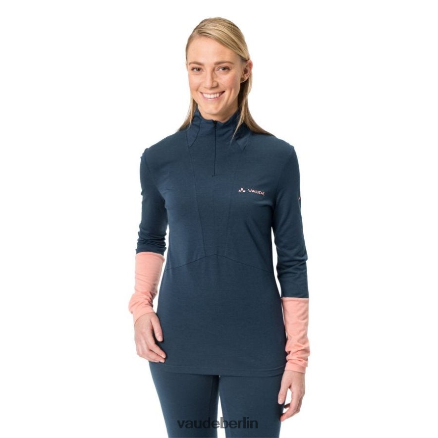 VAUDE Monviso Merino Langarm-T-Shirt mit halbem Reißverschluss dunkles Meer Kleidung HLT448868