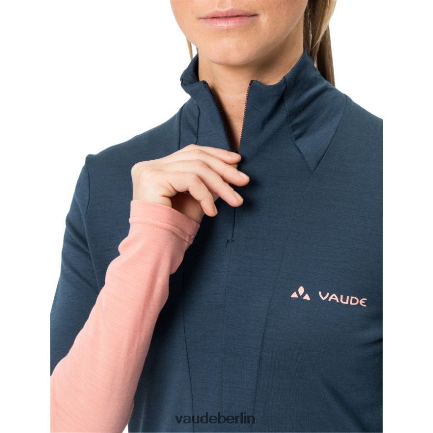 VAUDE Monviso Merino Langarm-T-Shirt mit halbem Reißverschluss dunkles Meer Kleidung HLT448868